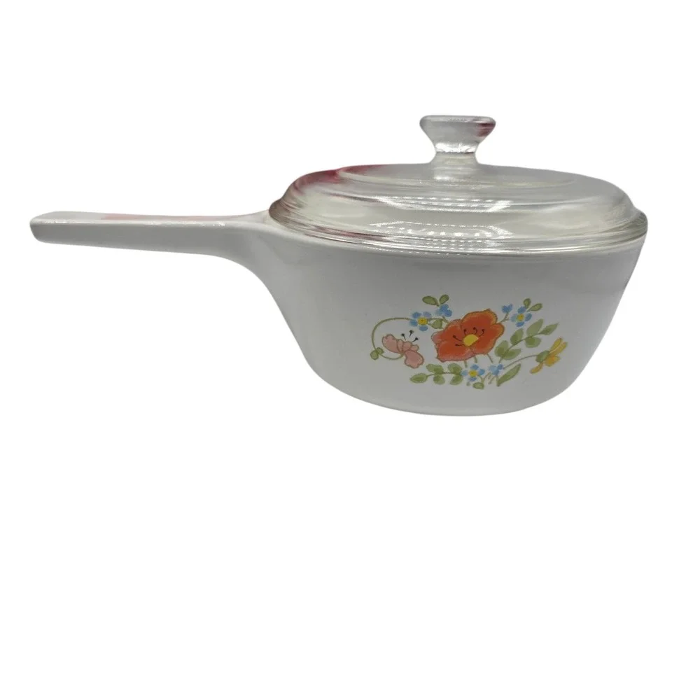 Corning Ware P-82-B Wildflower Saucepan 1.5 Quart Glass Lid Oven Microwave Retro